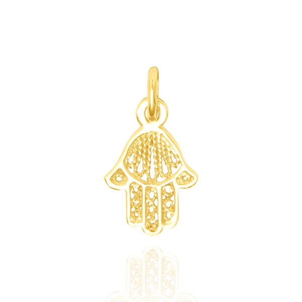 Pendentif en forme de main de Fatima filigrane en Or Jaune 18 Carats - 750/000.   CARACTERISTIQUES :  Dimensions H x l (mm) : 12.7 x 11 Poids (gr) : 0.82 Matière : Or 18 Carats - 750/000 18773