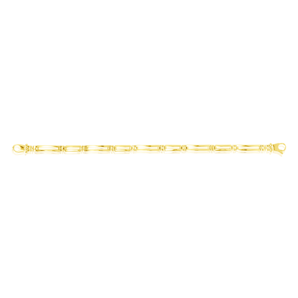 Bracelet maille rectangle alterné en Or Jaune 18 Carats - 750/000.  Qu'il soit classique ou fantaisiste, le bracelet saura sans conteste faire plaisir.    CARACTERISTIQUES :  Longueur (cm) : 20.5 Largeur (mm) : 4.8 Poids (gr) : 8.11 Matière : Or 18 Carats - 750/000 18834 