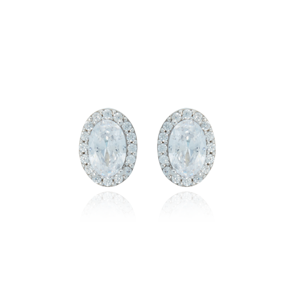 Boucles d'oreilles clous de forme ovale, serties d’un zirconium ovale en son centre et pavées de zirconium tout autour, en Or Blanc 18 Carats - 750/000   Offrir une boucle d'oreille c'est être sûr que le cadeau plaira.   CARACTERISTIQUES :  Dimensions H x l (mm): 8.40 Largeur (mm): 6.20 Poids (gr) : 1.97     Matière : Or 18 Carats - 750/000 19572