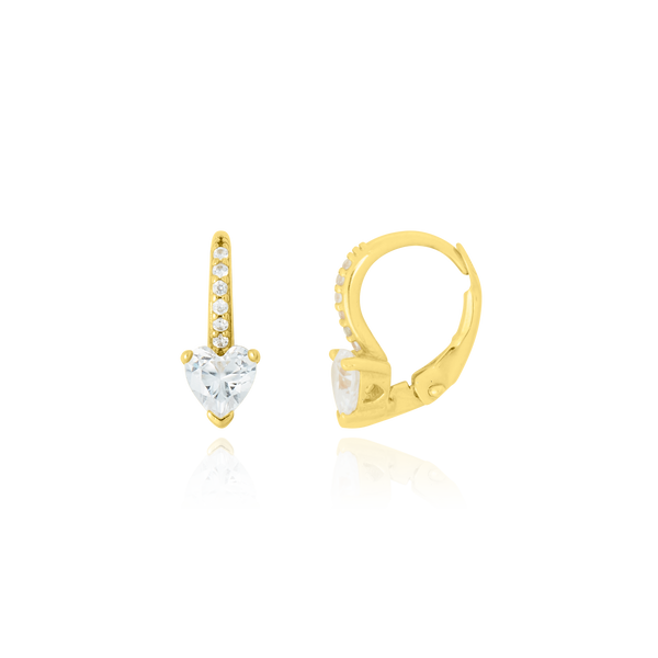 Boucles d'oreilles dormeuses serties de zirconiums en forme de cœur et rond, en Or Jaune 18 Carats - 750/000.  Simples à arborer, les dormeuses sauront vous sublimer de jour comme de nuit.   CARACTERISTIQUES :  Longueur (mm) : 13.81 Poids (gr) : 2.35       Matière : Or 18 Carats - 750/000 19573