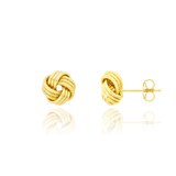 Boucles d'oreilles clous Nœud, 3 branches lisses et sablées, en Or Jaune 18 Carats - 750/000.  Offrir une boucle d'oreille c'est être sûr que le cadeau plaira.   CARACTERISTIQUES :  Poids en 10mm (gr) : 2.11  Matière : Or 18 Carats - 750/000 19642