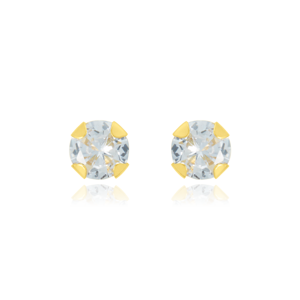 Boucles d'oreilles clous, serties d’un zirconium, en Or Jaune 18 Carats - 750/000.  Offrir une boucle d'oreille c'est être sûr que le cadeau plaira.   CARACTERISTIQUES :  Poids en 2.5mm (gr) : 0.32      Poids en 5mm (gr) : 0.37         Matière : Or 18 Carats - 750/000 18781-19657