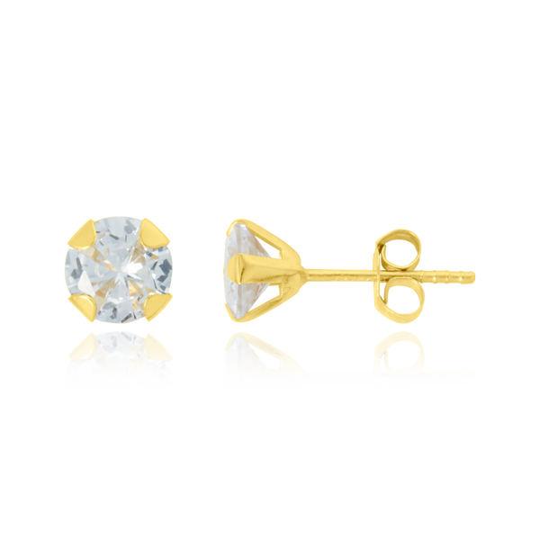 Boucles d'oreilles clous, serties d’un zirconium, en Or Jaune 18 Carats - 750/000.  Offrir une boucle d'oreille c'est être sûr que le cadeau plaira.   CARACTERISTIQUES :  Poids en 2.5mm (gr) : 0.32      Poids en 5mm (gr) : 0.37         Matière : Or 18 Carats - 750/000 18781-19657