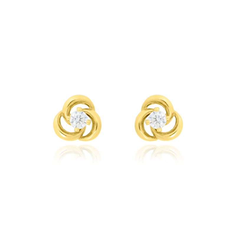 Boucles d'oreilles clous fleur serties  d'un zirconium, en Or Jaune 18 Carats - 750/000.  Offrir une boucle d'oreille c'est être sûr que le cadeau plaira.   CARACTERISTIQUES  Largeur (mm) : 5.00 Poids (gr) : 0.47  Matière : Or 18 Carats - 750/000 19748