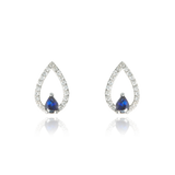 Boucles d'oreilles en forme de goutte, serties de diamants et ornées d'un saphir, en Or Blanc 18 Carats - 750/000.  Offrir une boucle d'oreille c'est être sûr que le cadeau plaira.    CARACTERISTIQUES :  Poids (gr) : 2.35 Motif L x l (mm) : 9.55 x 7.50 Nombre de diamants : 38     Carats : 0.20  Nombre de saphir : 2            Carats : 0.46 Matière : Or 18 Carats - 750/000 20098 