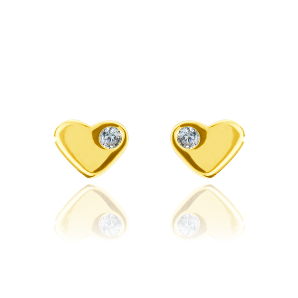 Boucles d'oreilles en forme de cœur serti d'un zirconium serti clos, en Or Jaune 18 Carats - 750/000.  Offrir une boucle d'oreille c'est être sûr que le cadeau plaira.   CARACTERISTIQUES :  Diamètre (mm) : 4.50 Poids (gr) : 0.66      Matière : Or 18 Carats - 750/000 20256