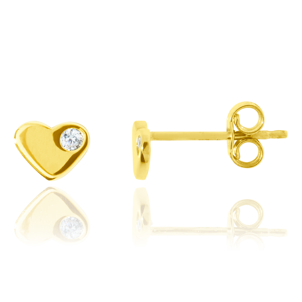 Boucles d'oreilles en forme de cœur serti d'un zirconium serti clos, en Or Jaune 18 Carats - 750/000.  Offrir une boucle d'oreille c'est être sûr que le cadeau plaira.   CARACTERISTIQUES :  Diamètre (mm) : 4.50 Poids (gr) : 0.66      Matière : Or 18 Carats - 750/000 20256