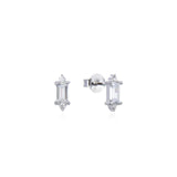 Boucles d'oreilles clous serties de zirconiums baguettes et ronds, rhodiées ou rosées, en Argent - 925/000.  Offrir une boucle d'oreille c'est être sûr que le cadeau plaira.   CARACTERISTIQUES :  Poids (gr) : 1.20 Matière : Argent - 925/000  19910