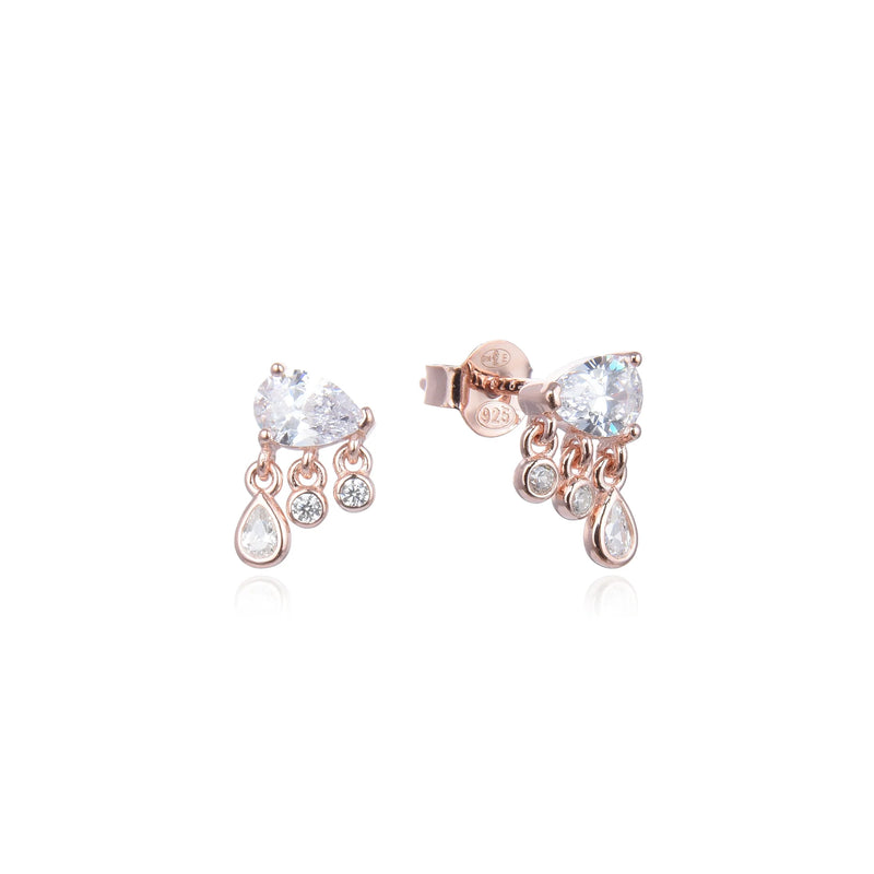 Boucles d'oreilles clous poires pampilles serties de zirconiums, rhodiées, rosées ou dorées, en Argent - 925/000.  Offrir une boucle d'oreille c'est être sûr que le cadeau plaira.   CARACTERISTIQUES :  Poids (gr) : 1.60 Matière : Argent - 925/000 19856