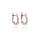 Boucles d'oreilles créoles allongées,  rhodiées, rosées ou dorées, serties de zirconiums, en Argent - 925/000.  Les créoles, véritables accessoires de mode intemporels, ajoutent une touche d'élégance à n'importe quelle tenue.    CARACTERISTIQUES :  Poids (gr) : 1.50 Matière : Argent - 925/000  19078