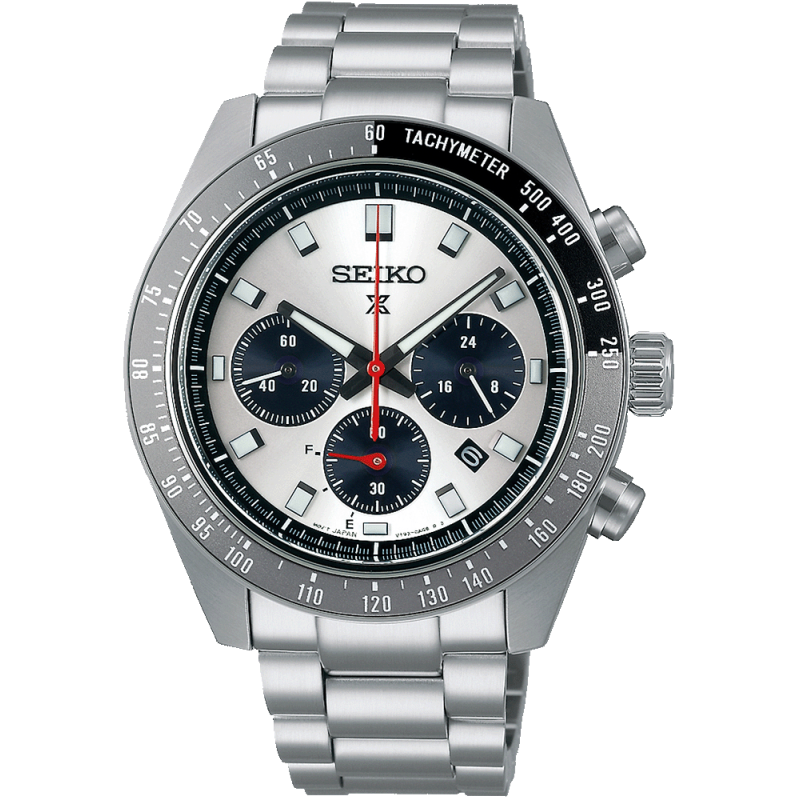 Réf : SSC911P1   Le modèle SSC911P1 intègre la collection Prospex Speedtimer. Comme pour tous les chronographes chaque détail est pensé pour refléter la précision requise au plus haut niveau.   ﻿CARACTERISTIQUES :   Calibre : V192 Index/Aiguilles : Spécificité Lumibrite Boîtier/Lunette : Matière Acier inoxydable Verre : Matière Saphir Étanchéité : 10 ATM Garantie : 2 ans constructeur (internationale)