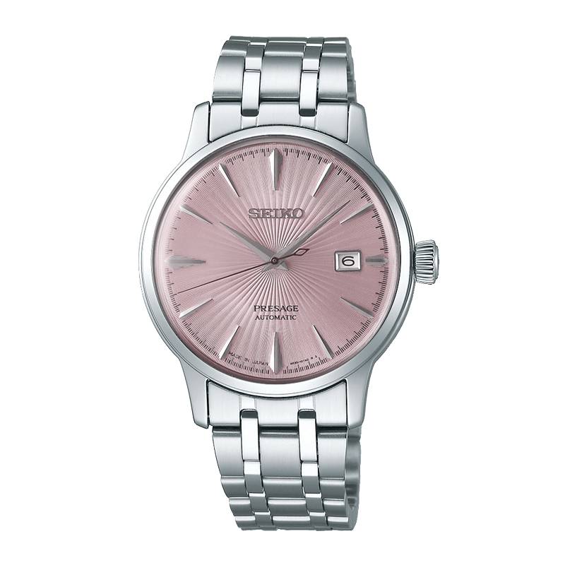 REF : SRP839J1 Cette montre intégrant la collection PRESAGE "Cocktail" pour femmes avec toute sa féminité dans un boîtier de 33,8 mm . Entièrement en acier inoxydable.  La montre plus qu'un instrument de mesure du temps, un véritable accessoire de mode indispensable.  CARACTERISTIQUES :   Calibre : 4R35 Étanchéité : 5 bar Boîtier/Lunette : Matière Acier inoxydable Verre : HARDLEX (verre minéral trempé) Dimension boitier : 33.00 mm Garantie : 2 ans constructeur (internationale)