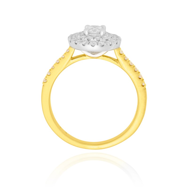 Solitaire, serti de diamants ronds, en Or Blanc et Or Jaune 18 Carats - 750/000   CARACTERISTIQUES :   Largeur du corps (mm) : 2.22 Largeur motif (mm) : 11.00 Poids (gr) : 4.64 Nombre de diamants: 42  -  Carats: 0.534     Diamant central : 1 - Carats : 0.260 Matière : Or 18 Carats - 750/000 18325