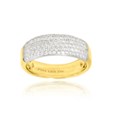 Bague sertie pavée de diamants ronds en Or Blanc et Or Jaune 18 Carats - 750/000.  Cinq possibilités d'embellir vos doigts, portez une de nos bagues.   CARACTERISTIQUES :   Epaisseur (mm) : 6.13 Poids (gr) : 7.20 Nombre de diamants : 114      Carats : 0.950 Matière : Or 18 Carats - 750/000 19387