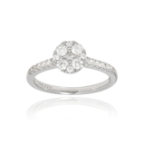 Solitaire, serti d'un diamant princesse et de diamants ronds, en Or Blanc 18 Carats - 750/000   CARACTERISTIQUES :   Largeur de corps (mm) : 2.00 Largeur motif (mm) : 7.55 Poids (gr) : 3.28 Nombre de diamants : 1     Carats : 0.037  Nombre de diamants : 20     Carats : 0.328 Matière : Or 18 Carats - 755/000 19404