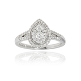 Solitaire poire, serti de diamants rond, en Or Blanc 18 Carats- 750/000   CARACTERISTIQUES :   Largeur du corps (mm) : 2.00 Motif (h x L) en mm : 12.10 x 9.60 Poids (gr) : 4.85 Nombre de diamants : 64      Carats : 0.503 Matière : Or 18 Carats - 750/000 19405 