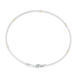 Jonc 1 câble Acier et PVD, serti de 5 inserts en Or Jaune massif 18 Carats - 750/000.  Qu'il soit classique ou fantaisiste, le bracelet saura sans conteste faire plaisir.    CARACTERISTIQUES:  Poids d'or (gr) : 0.35 Epaisseur câble (mm) : 2.00 Diamètre jonc (cm) : 6.50 Couleur câble : Acier, PVD Bleu, PVD Doré, PVD Rosé, PVD Chocolat  Matière : Acier et Or 18 Carats - 750/000 19511-19512-19513-19514-19515