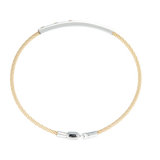 Jonc 1 câble Acier et PVD, serti de 3 vis en Or Jaune massif 18 Carats - 750/000.   Qu'il soit classique ou fantaisiste, le bracelet saura sans conteste faire plaisir.     CARACTERISTIQUES :  Epaisseur câble (mm) : 3.00 Diamètre jonc (cm) : 6.50 Couleur câble : Acier, PVD Bleu, PVD Doré Poids d'or (gr) : 0.03 Matière : Acier et Or 18 Carats - 750/000 19521-19522-19523