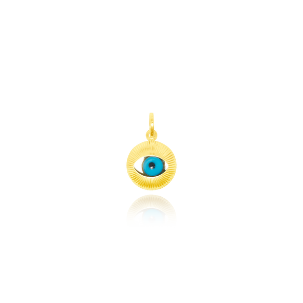 Pendentif rond Œil Turc en Or Jaune 18 Carats - 750/000.     CARACTERISTIQUES :  Diamètre (mm) : 13.05 Poids (gr) : 1.05 Matière : Or 18 Carats - 750/000 19675 