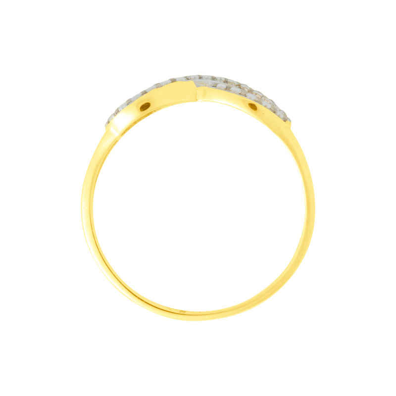 Bague sertie de zirconium en forme de signe de l'infini, en Or Jaune 18 Carats - 750/000.  Cinq possibilités d'embellir vos doigts, portez une de nos bagues.   CARACTERISTIQUES :  Motif central (mm) : 5.52 Epaisseur (mm) : 1.54 Poids (gr) : 21.28      Matière : Or 18 Carats - 750/000 20234