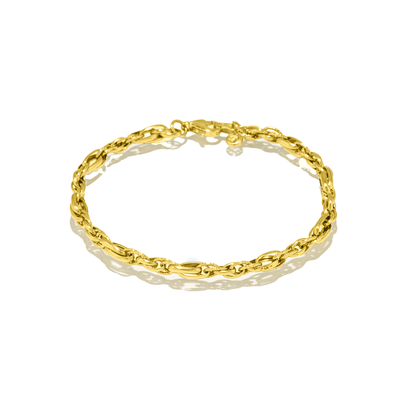 Bracelet maille corde, lisse et sablée en Or Jaune 18 Carats - 750/000