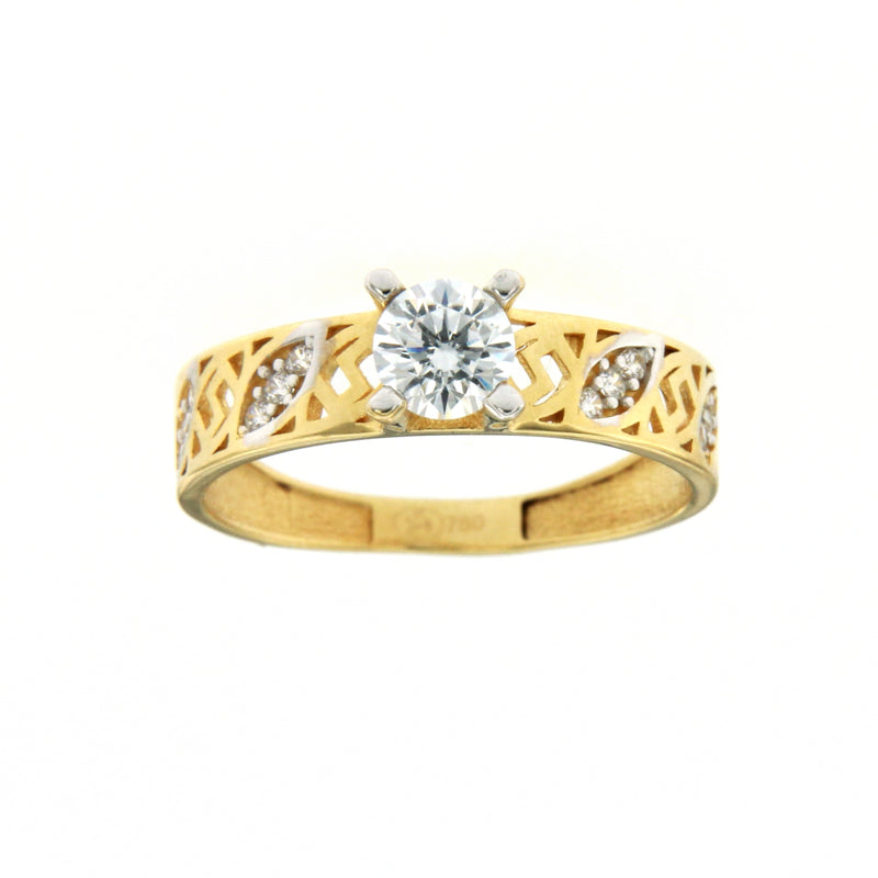 Duo Alliance and Solitaire 18 Carats Yellow Gold and zirconium