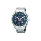 Montre chronographe à quartz analogique Pulsar pour homme avec cadran bleu et bracelet argenté PT3003X1 Matériaux : Acier inoxydable - Dimensions : 41,5 mm - Type de mouvement : Quartz - Verre : Minéral - - Spécifications : Chronographe