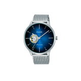 Montre Pulsar Homme Bleu - PU7021X1 - 3 aiguilles, réserve de marche 41 heures, 21600 alternance par heure, fond de boîte vissé, cadran avec cœur ouvert à 9 heures, , cadran bleu, étanchéité 5 ATM / 50 Mètres, forme du cadran rond, dimensions du boitier 43mm, épaisseur du boitier 9mm, fermoir boucle coulissante, longueur du bracelet 22cm, largeur NC, verre minéral.